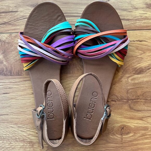 Bueno Cara Colorful/ Multicolor Leather Sandals Sz 39 (8.5 US) NWT - Picture 1 of 10